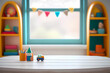 © Bildwasser - Empty table with blurred children room. Generative ai design.
