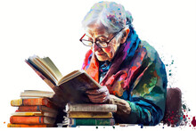 Old Woman Reading A Book

