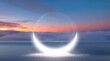Abstract background of with crescent moon over the sea at sunset