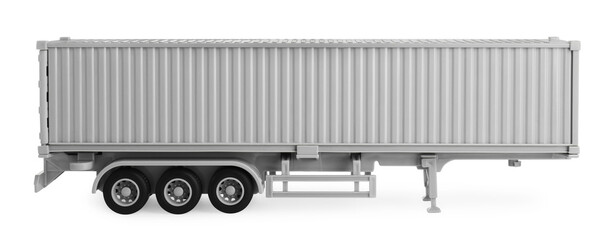 Toy truck container isolated on white. Export concept