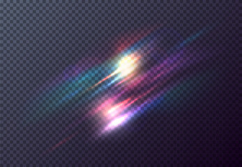 Wall Mural - vector red front sun lens flare transparent special light effect. abstract in motion flare blur glow