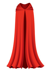 Wall Mural - Superhero red cape in front view. Scarlet fabric silk cloak. Mantle costume or cover cartoon  illustration