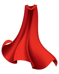 Wall Mural - Superhero red cape in front view. Scarlet fabric silk cloak. Mantle costume or cover cartoon  illustration