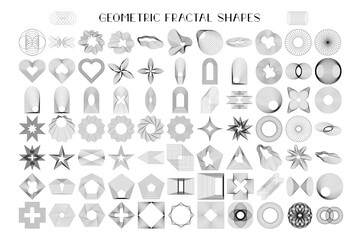 geometric fractal set of shapes and forms. modern abstract line elements for design