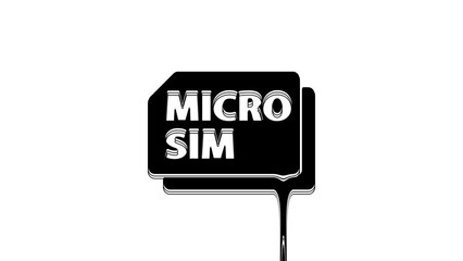 Wall Mural - Black Micro Sim Card icon isolated on white background. Mobile and wireless communication technologies. Network chip electronic connection. 4K Video motion graphic animation