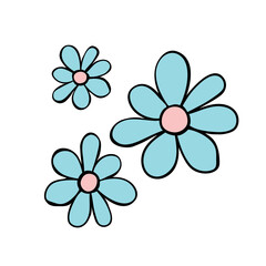 Wall Mural - Flowers icon. Simple outline color vector illustration clip art in doodle flat style, isolated on white background