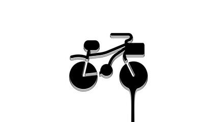 Canvas Print - Black Bicycle icon isolated on white background. Bike race. Extreme sport. Sport equipment. 4K Video motion graphic animation