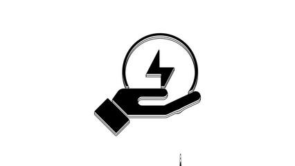 Poster - Black Lightning bolt icon isolated on white background. Flash sign. Charge flash icon. Thunder bolt. Lighting strike. 4K Video motion graphic animation