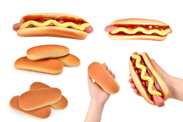 Wall Mural - Hot dog isolated on white background. Copy space.