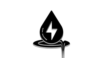 Sticker - Black Water energy icon isolated on white background. Ecology concept with water droplet. Alternative energy concept. 4K Video motion graphic animation