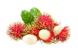 rambutan sweet delicious fruit with leaf  isolated on transparent png