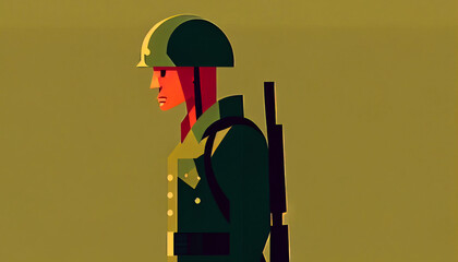 Wall Mural - Military illustration, Army background, soldiers silhouettes Generative AI