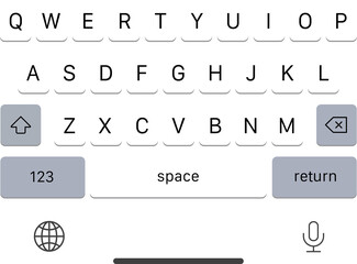Wall Mural - modern keyboard of smartphone on transparent background. keyboard for smartphone in gray. png image