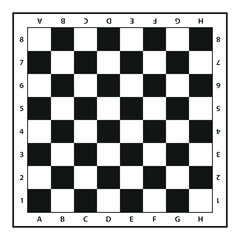 Wall Mural - chessboard, black and white vector illustration isolated on white