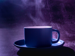 cup of coffee on black background