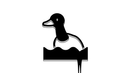 Sticker - Black Flying duck icon isolated on white background. 4K Video motion graphic animation