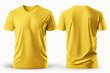 Mockup of a blank royal yellow tshirt front and back isolated on white background. Generative AI