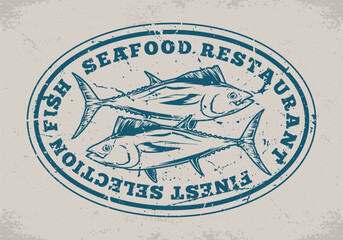 Poster - Fish restaurant label vintage monochrome