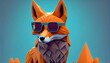 Fox wearing sunglasses on a solid color background, vector art, digital art, faceted. Generative AI. 