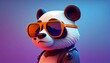panda wearing sunglasses on a solid color background, vector art, digital art, faceted. Generative AI. 