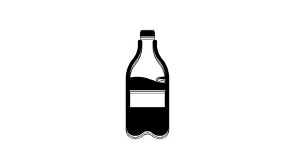 Sticker - Black Sport bottle with water icon isolated on white background. 4K Video motion graphic animation