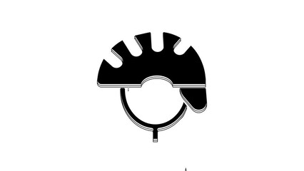 Poster - Black Bicycle helmet icon isolated on white background. Extreme sport. Sport equipment. 4K Video motion graphic animation