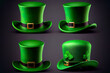 Green hats and clover leaf. props for st.patrick 's day party. Generative Ai