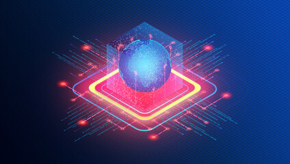 distributed computing and data distribution service concept - 3d illustration