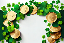 Decorations And Props For St.patrick 's Day Party. Green And Gold Paper Decoration. Generative Ai