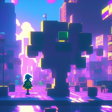 3d image of deltarune chapter 2 cyber city - generative ai