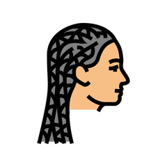 Wall Mural - cornrows hairstyle female color icon vector illustration