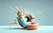 Donut with icing and sprinkles - illustration created with Generative AI technology
