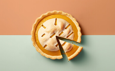 Wall Mural - Realistic illustration of a pie created with Generative AI technology