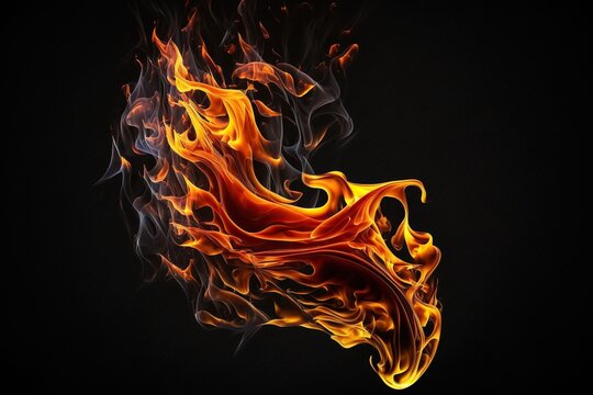 flames of fire, isolated black background, concept of heat and destruction, created with generative 