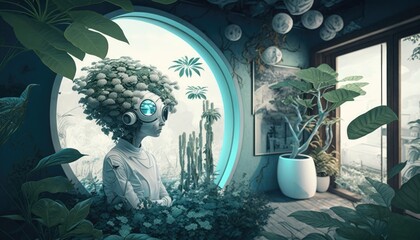 Wall Mural - a futuristic scene in another world