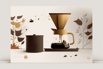 Wall Mural - coffee illustration. modern aesthetic espresso graphic design concept. website graphic resource back