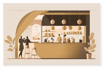 Wall Mural - restaurant illustration. online graphic design resource. restaurant graphic website design.