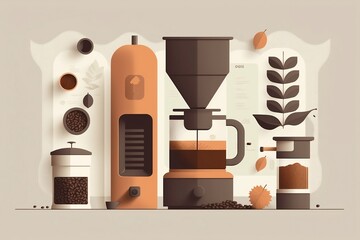 Wall Mural - espresso machine illustration. modern aesthetic coffee graphic design concept. website graphic resou