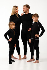 Sticker - Sports family in thermal clothes, on a white background.