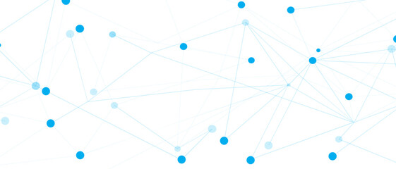 Wall Mural - blue network. abstract connection on white background. network technology background with dots and l