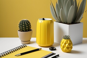 imaginative and yellow things for the home desk. Generative AI