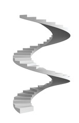 White spiral staircase isolated. PNG transparency