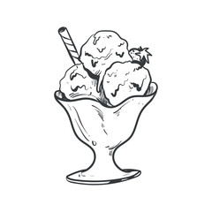 Canvas Print - hand drawn ice cream glass