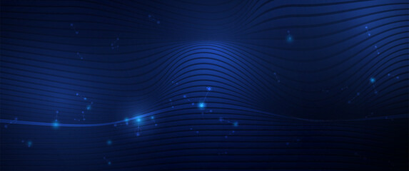 Wall Mural - vector molecule, network connected lines with dots, technology on blue background. abstract internet