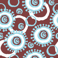 Abstract seamless pattern with circle, dots and spots decorative elements. Hand drawn background in boho style for textile print, fabric design, wallpaper and digital paper, wrapping.