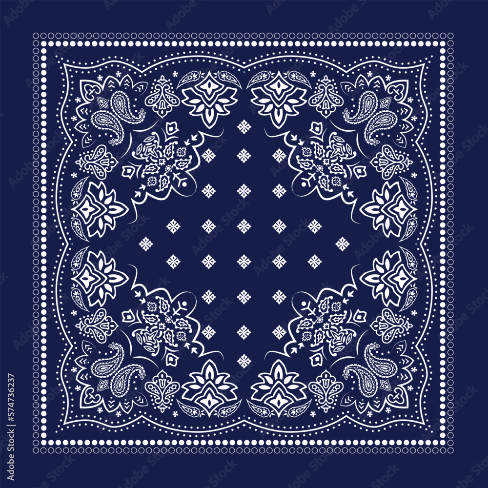 Modern abstract hand drawn cashmere paisley bandana pattern Stock ...