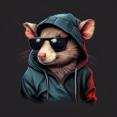 Wall Mural - mouse wearing a hoodie