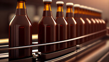 Brown Glass Beer Drink Alcohol Bottles Brewery, Generative Ai