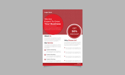 Wall Mural - Business flyer layout with red and maroon geometric shapes.Vector design.