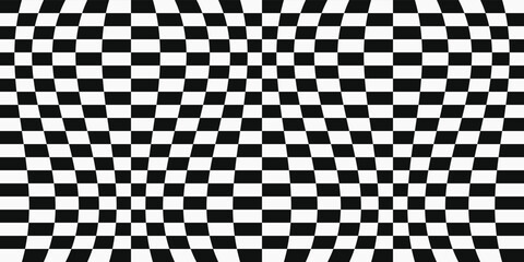 Fototapete - Seamless chess wavy pattern. Checkerboard seamless pattern. Print for interior, surfaces, packaging, design.